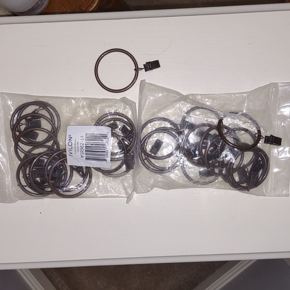 IVILON Drapery Curtain Rings with Clips - Set of 28 Decorative Drapery Rings